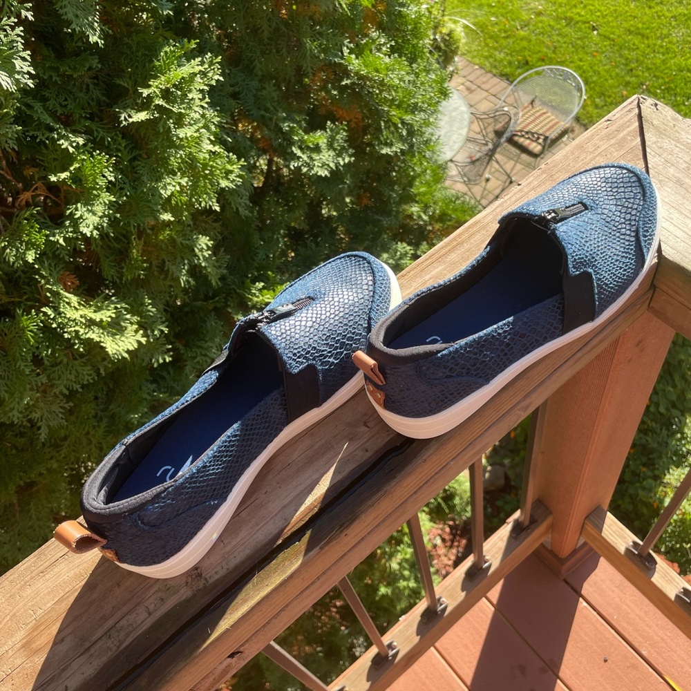 Ryka Blue Textured Slip-On Sneakers